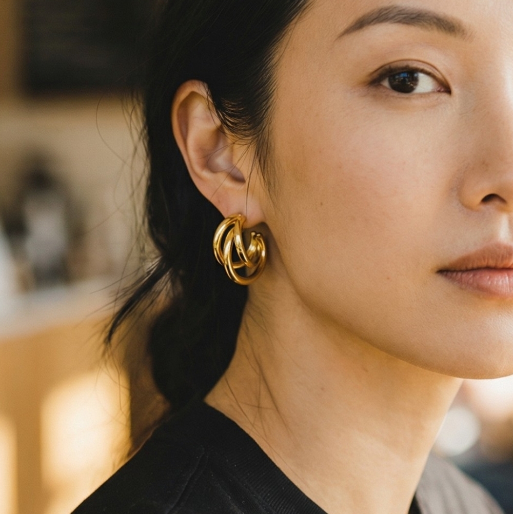 2 Sets Gold Hoop Earrings